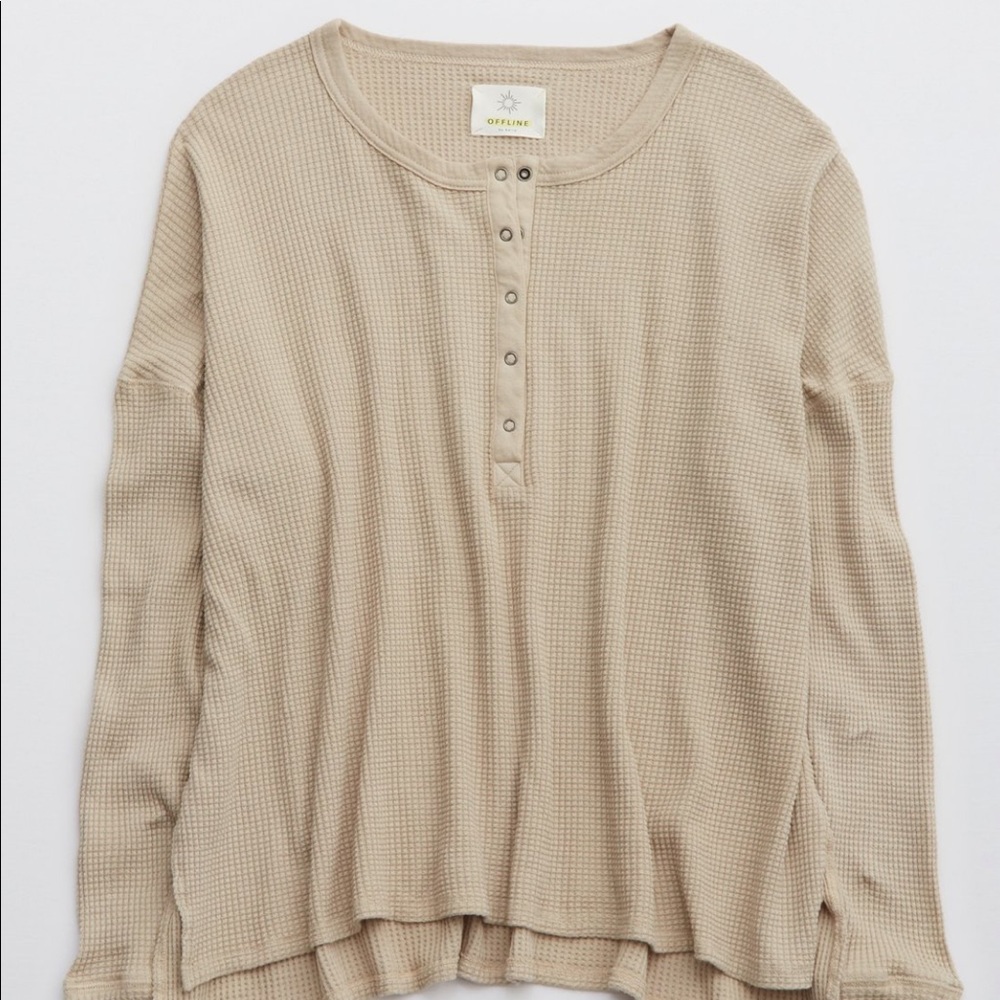 Aerie waffle Henley long sleeve shirt